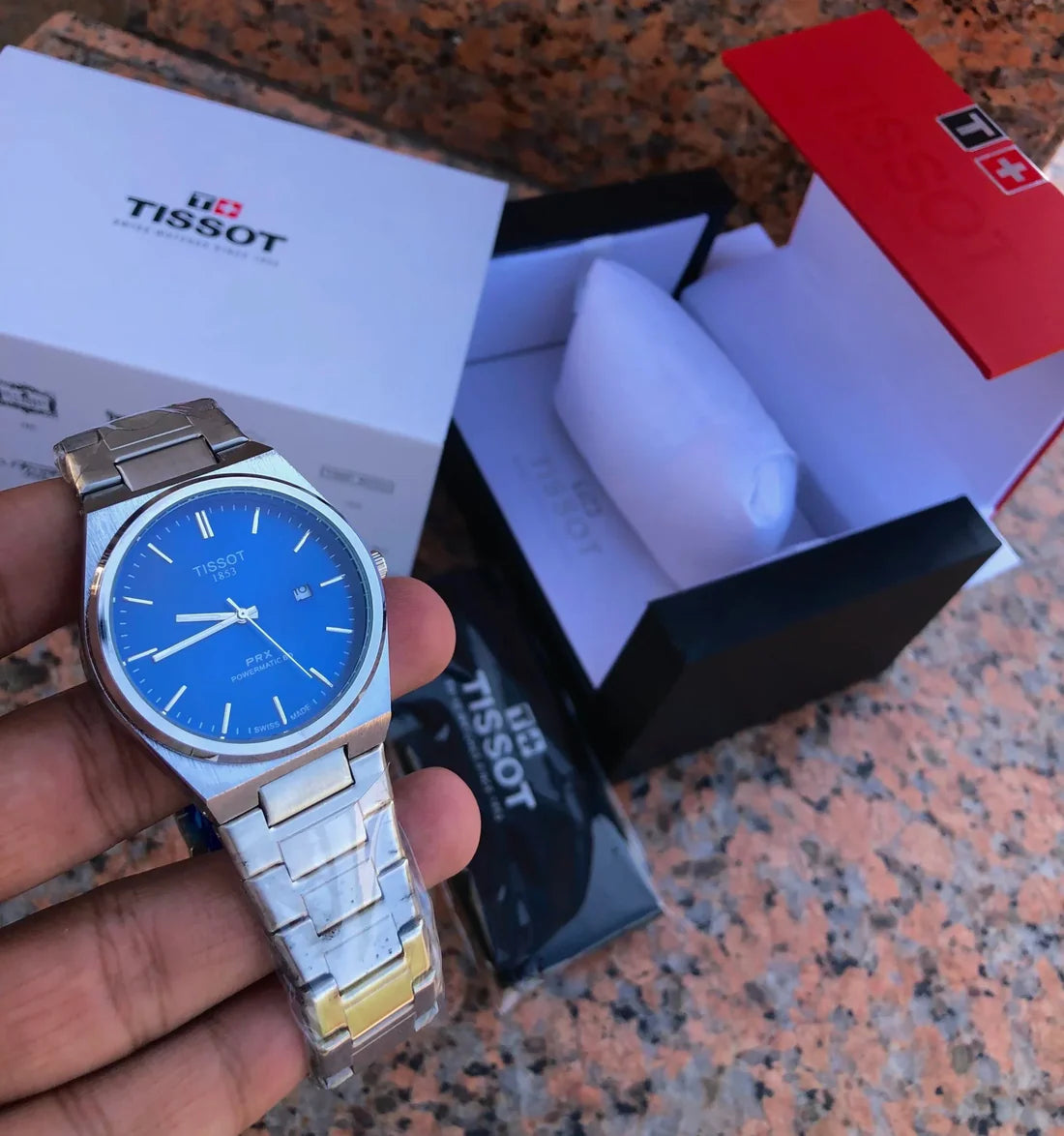 TISSOT PRX Blue Dial with Silver chain