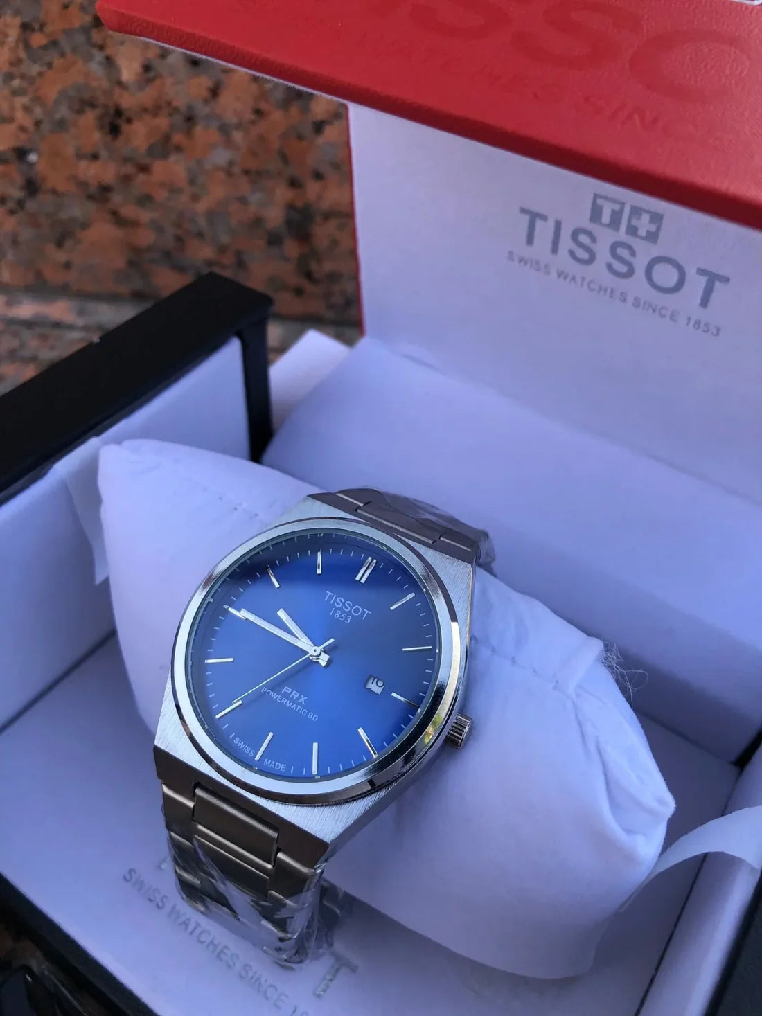 TISSOT PRX Blue Dial with Silver chain