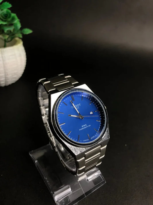 TISSOT PRX Blue Dial with Silver chain